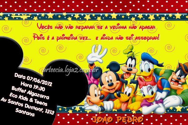 Convite Turma do Mickey - 01