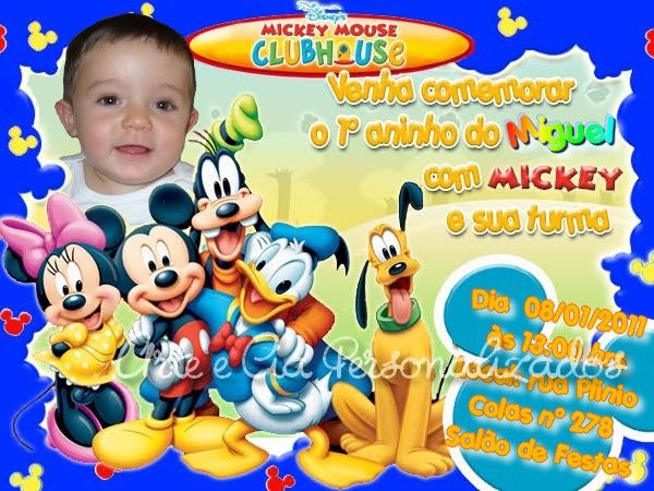 Convite Turma do Mickey - o6 - tamanho 10x15